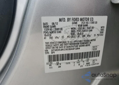 2013 Ford Edge Limited z USA, uszkodzony, nr VIN 2FMDK4KC6DBA91284